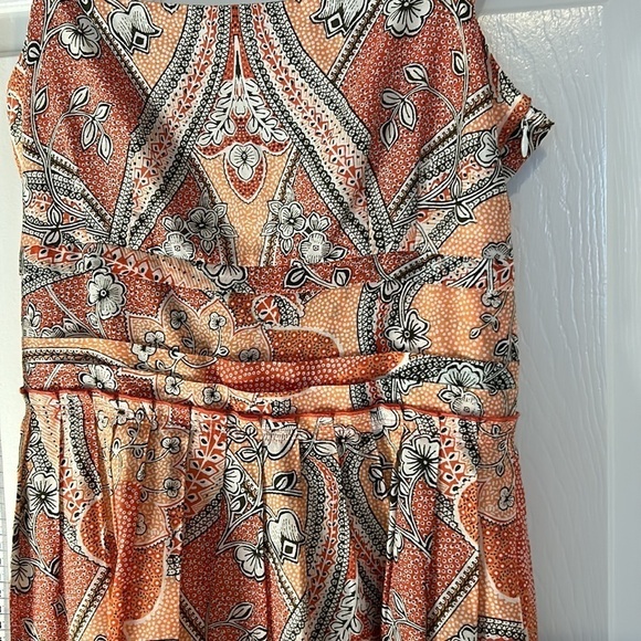 Ann Taylor silk blend sundress orange floral print Sz 2 - Picture 2 of 6